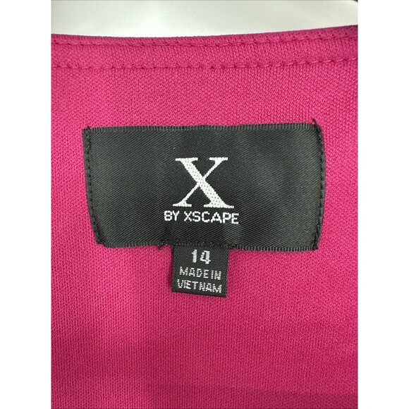 New Xscape Womens Size 14 Pink Capelet Sheath Dress Beaded Chiffon  Cocktail - Picture 6 of 9